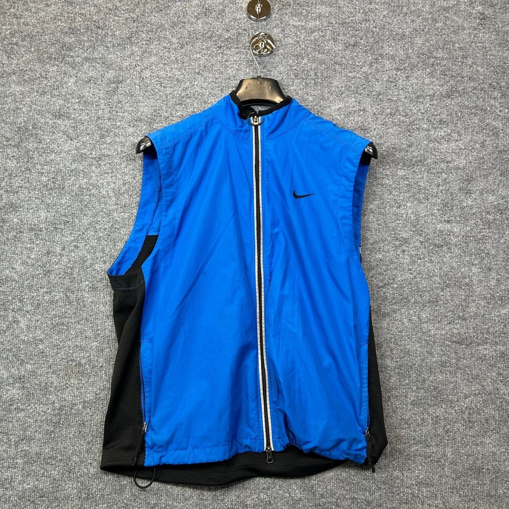 Vintage Nike Vest Men's Blue Black Full Zip Back Classic Running Training - XL‎